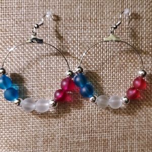 Patriotic Hoop Silver plated Earrings NEW